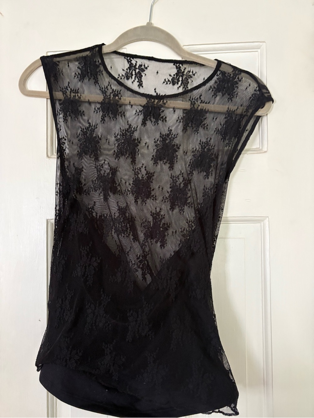 Abercrombie & Fitch Black Sheer Lace Tank Top